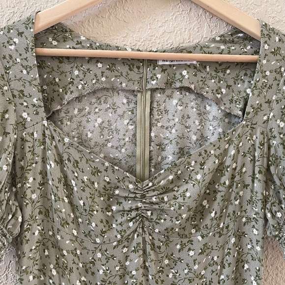 Reformation Lacey Sun Dress Floral Midi Feminine Coquette Cottagecore Green 10 - Picture 8 of 16